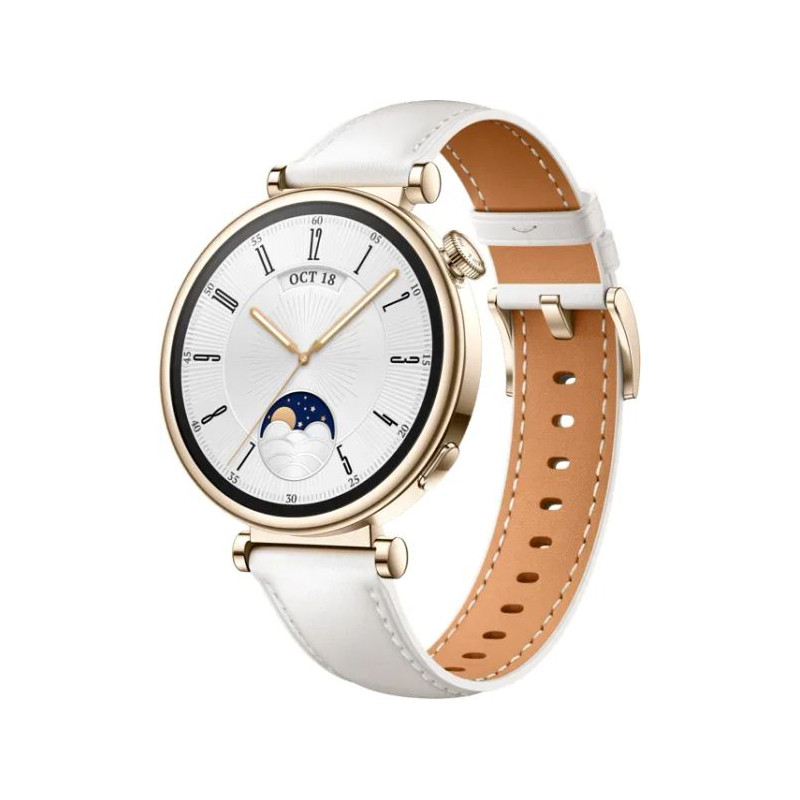 Huawei Watch GT 4 41mm Light Gold White Leather Strap